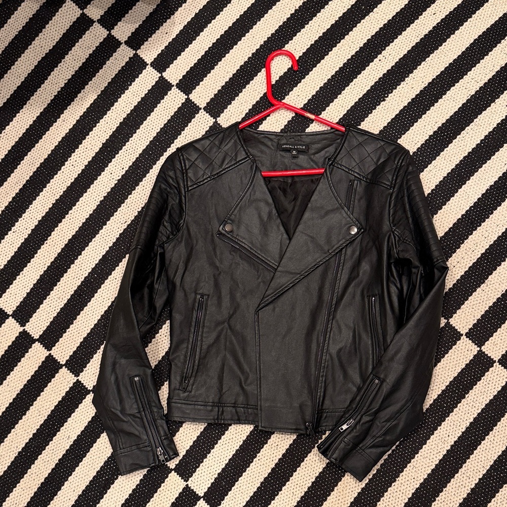 Kendall & Kylie Quilted Black Leather Jacket